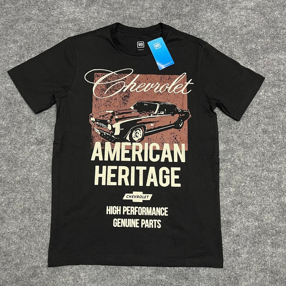 Chevrolet Shirt Men Medium Black American Heritage 1911 Embroidered Double Sided